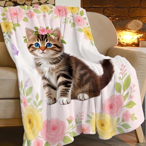 Cute Cat Soft Cozy Blanket Cats Throw Blanket Kitten Super