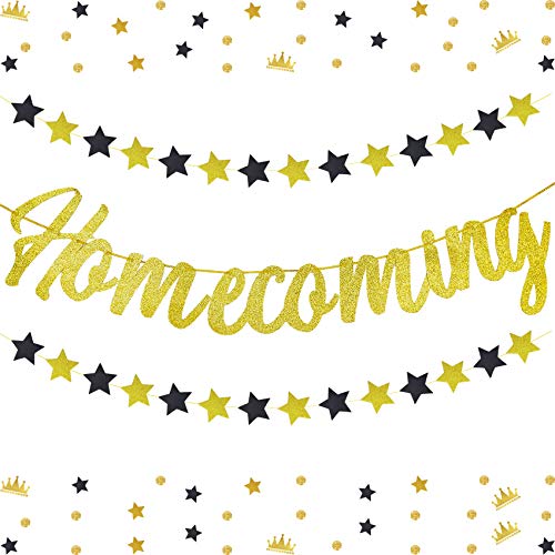 Homecoming Decorations Banner for High School Dance Party 2026 Welcome Back to School Supplies Black Gold Not Pre-strung