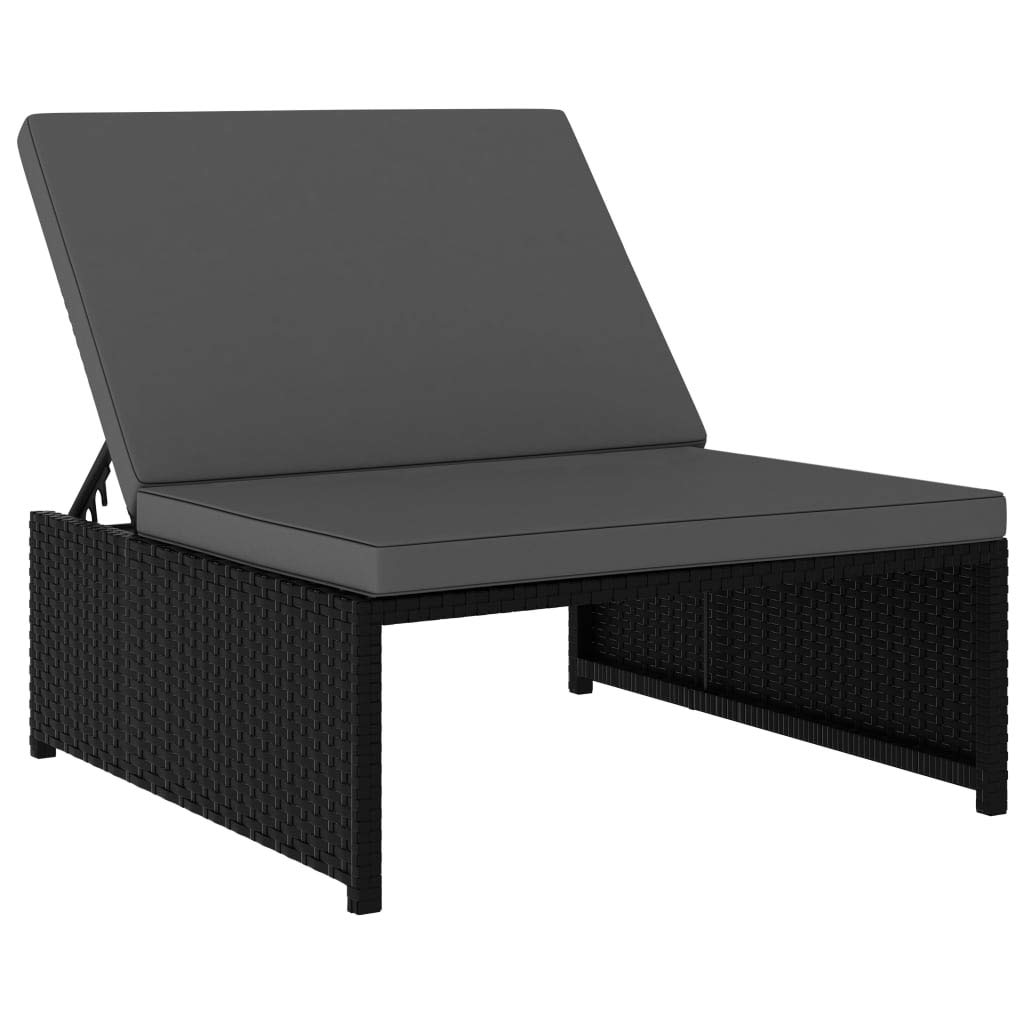 Krzesła ogrodowe ze stołem, 2 sztuki, polirattan, czarne, regulowane, odporne na warunki atmosferyczne, składane, ergonomiczne, do ogrodu, na balkon, taras, basen, kemping, do relaksu, ze