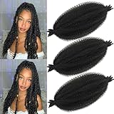 14 Inch Marley Twist Braiding Hair Afro Twist Hair 3 Packs Kinky Twist Hair Black Pre Fluffed for Faux Locs Cuban Twist Hair Extensions for Women (14inch 1B Packs of 3)