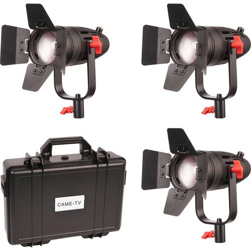 3 Pcs CAME-TV Boltzen 30w Fresnel Fanless Focusable LED Daylight Kit
