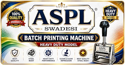 Image of ASPL 6mm Batch Coding Stamp Machine | Manual Date, Batch No. & MRP Printing for Bags, Pouches & Labels | Suitable for 10kg+ Packaging Use | Made in India
