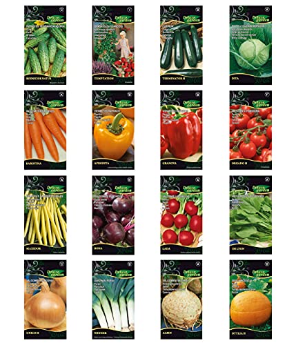 Colección de Semillas de Jardín de Lujo: 16 hortalizas para su propio oasis de jardín - Alto porcentaje de germinación, instrucciones fáciles de seguir