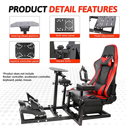 Gazzyt Flight Racing Simulator Cockpit Stand With Red Seat Fit For Logitech G29 G920 G923 X52 X56 Thrustmaster Hotas Race Car Seat Without Steering Wheel thumb #1