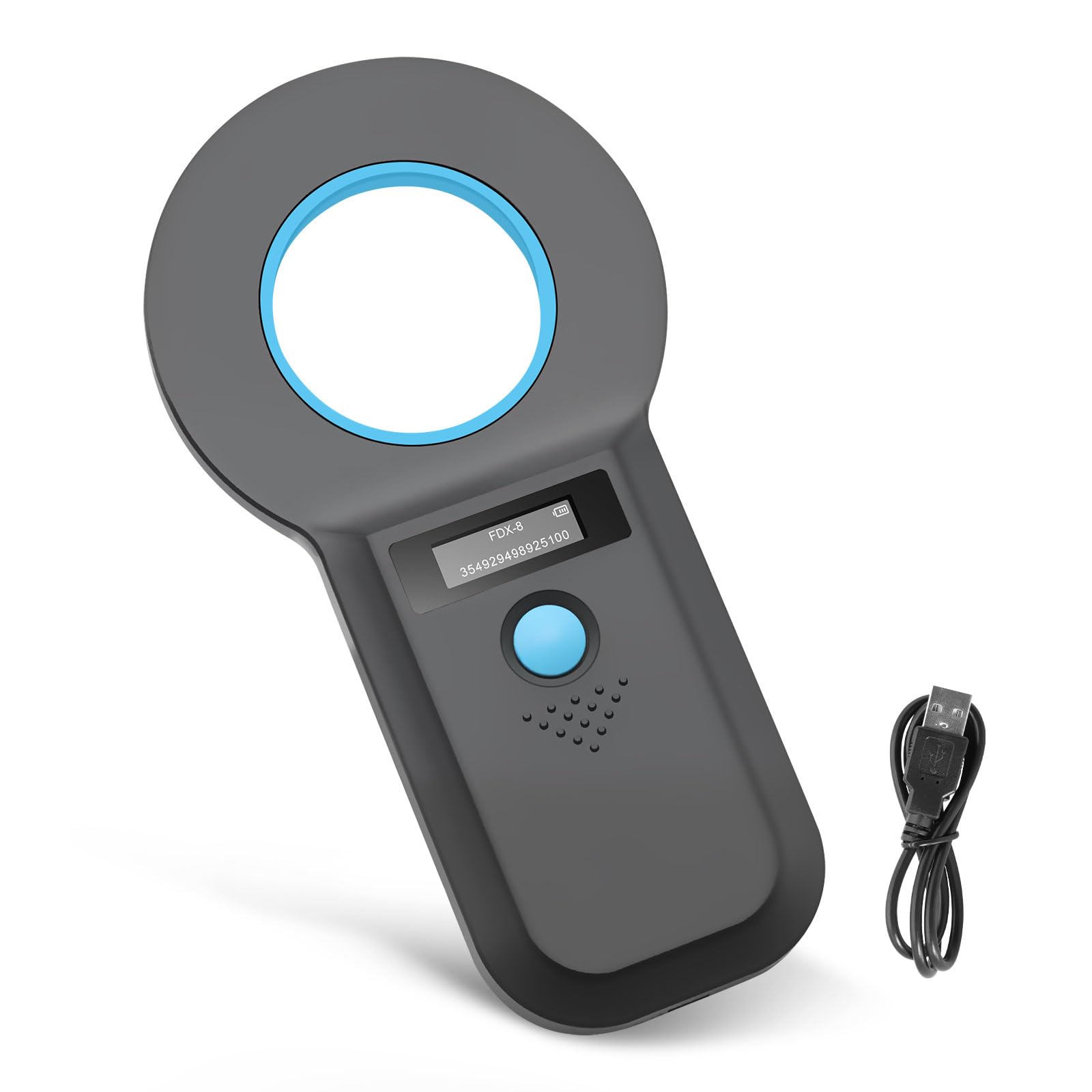 Pixelure Lettore Microchip Cani, Bluetooth OLED Lettore Microchip per Animali Domestici, RFID Lettore di Chip per Cani/Gatti 134,2 KHz/125 kHz, Memoria dati tag da 128 unità, ISO11784/85/HFDX-B/EMID