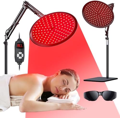 QRQ Red Light Therapy, Infrared Light Therapy Lamp with Stand for...