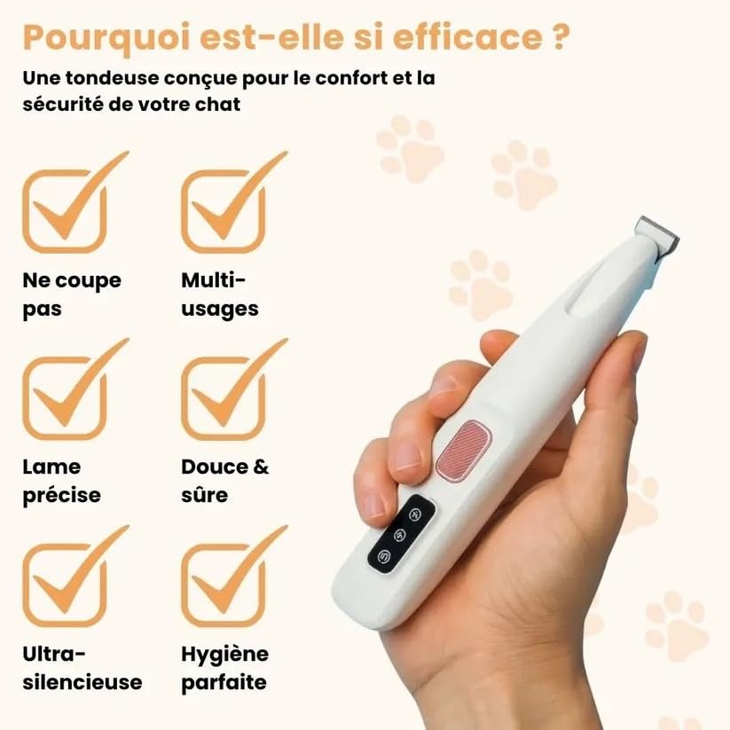 Patounet - Tondeuse de Précision pour Chat(Blanc)
