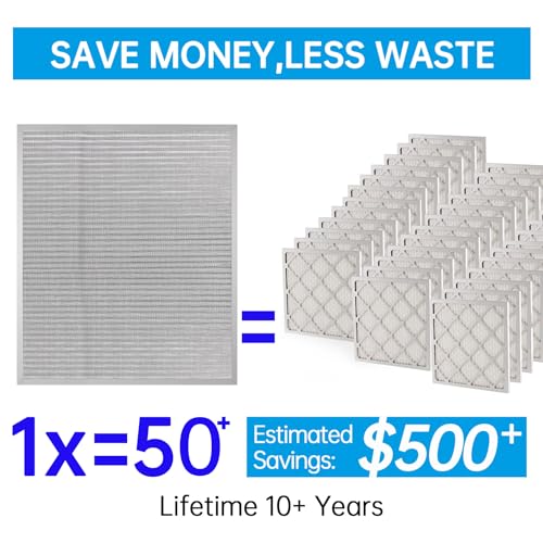 Image of UBeesize 20x24x1 Reusable Electrostatic Air Filter HVAC AC Furnace Filter,MERV 8,Washable,Lasts a Lifetime,Permanent Air Filter,Breathe Fresher,Home And Office(Actual Size:19.61x23.39x0.82 Inch)