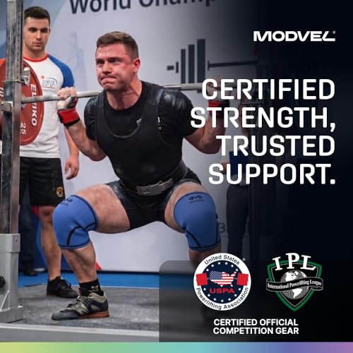Image of Modvel Strength 7mm Knee Sleeves (Pair) for Weightlifting & Powerlifting (USPA, IPL Approved) | High-Performance Knee Compression Support For Squats, Weight Lifting - Men and Women