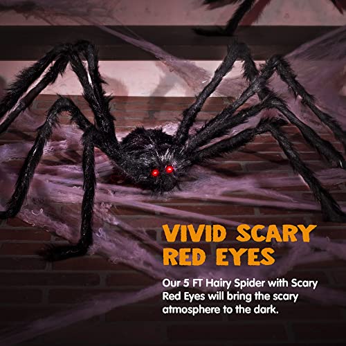 JOYIN Halloween Outdoor Decorations Giant Spider, 5 Ft Large Spider for Yard Lawn Garden Patio Scary Halloween Outside Decor, Indoor Haunted House Prop and Home Party Decor, Black の商品画像 3