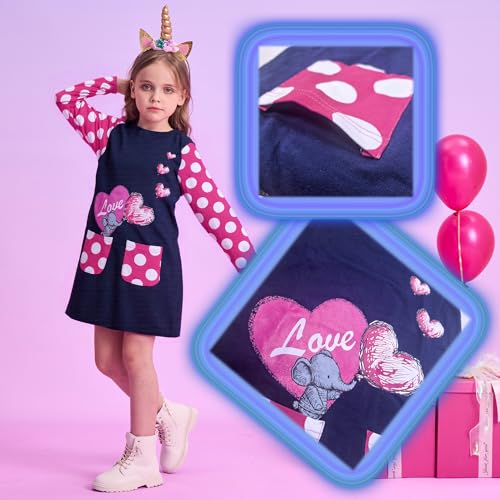 VIKITA Toddler Girls Dresses Winter Long Sleeve Girl Casual Clohtes for Kids 2-12 Years Xmas Gift4