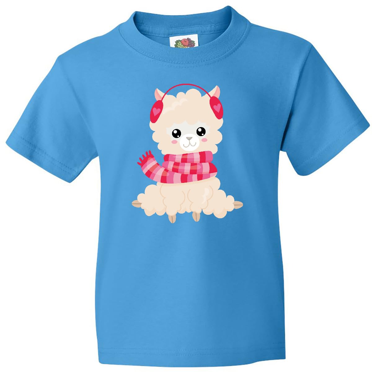inktastic Winter Llama, Cute Llama, Alpaca, Scarf, Hearts Youth T-Shirt