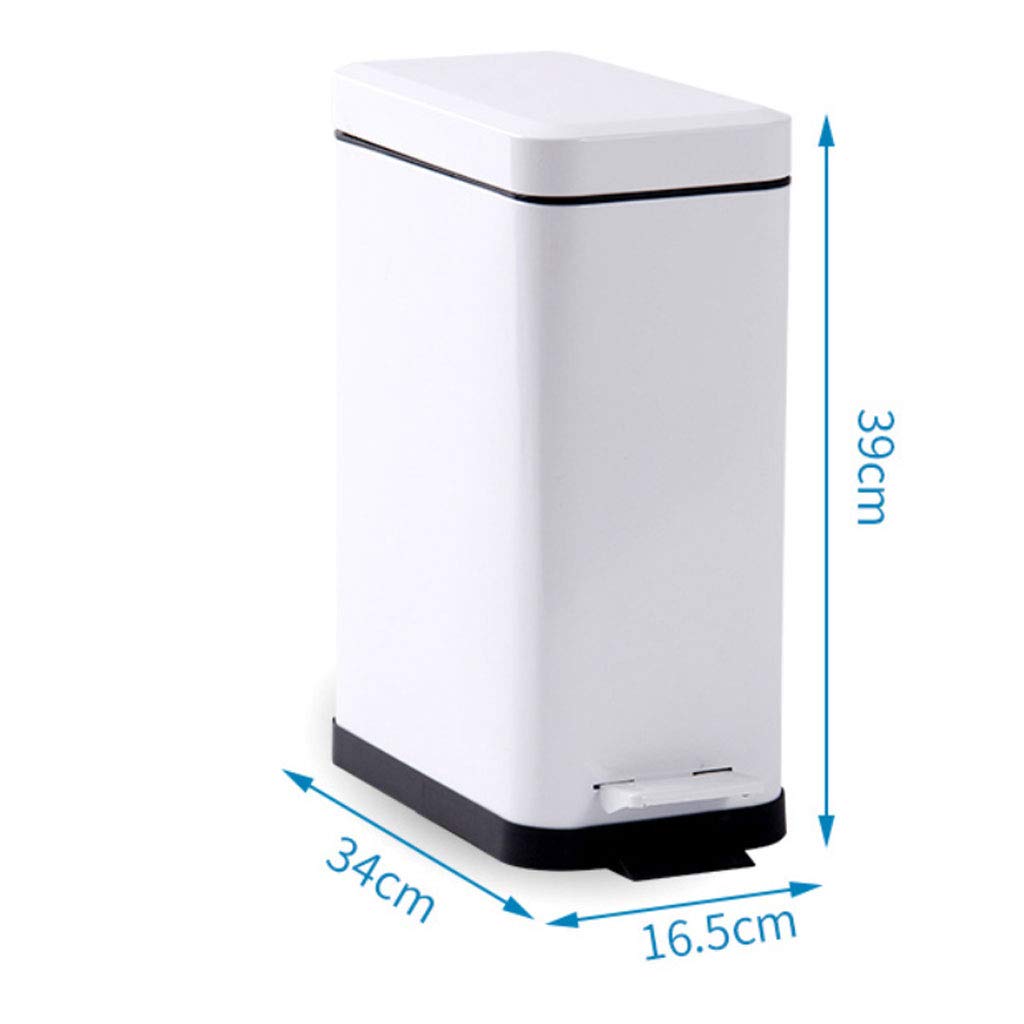 HASMI Abfalleimer Home Pedal Küchenmülleimer, rechteckiger Schlafzimmermülleimer, 5 l, 10 l, Weiß Mülleimer (Size : 10L)