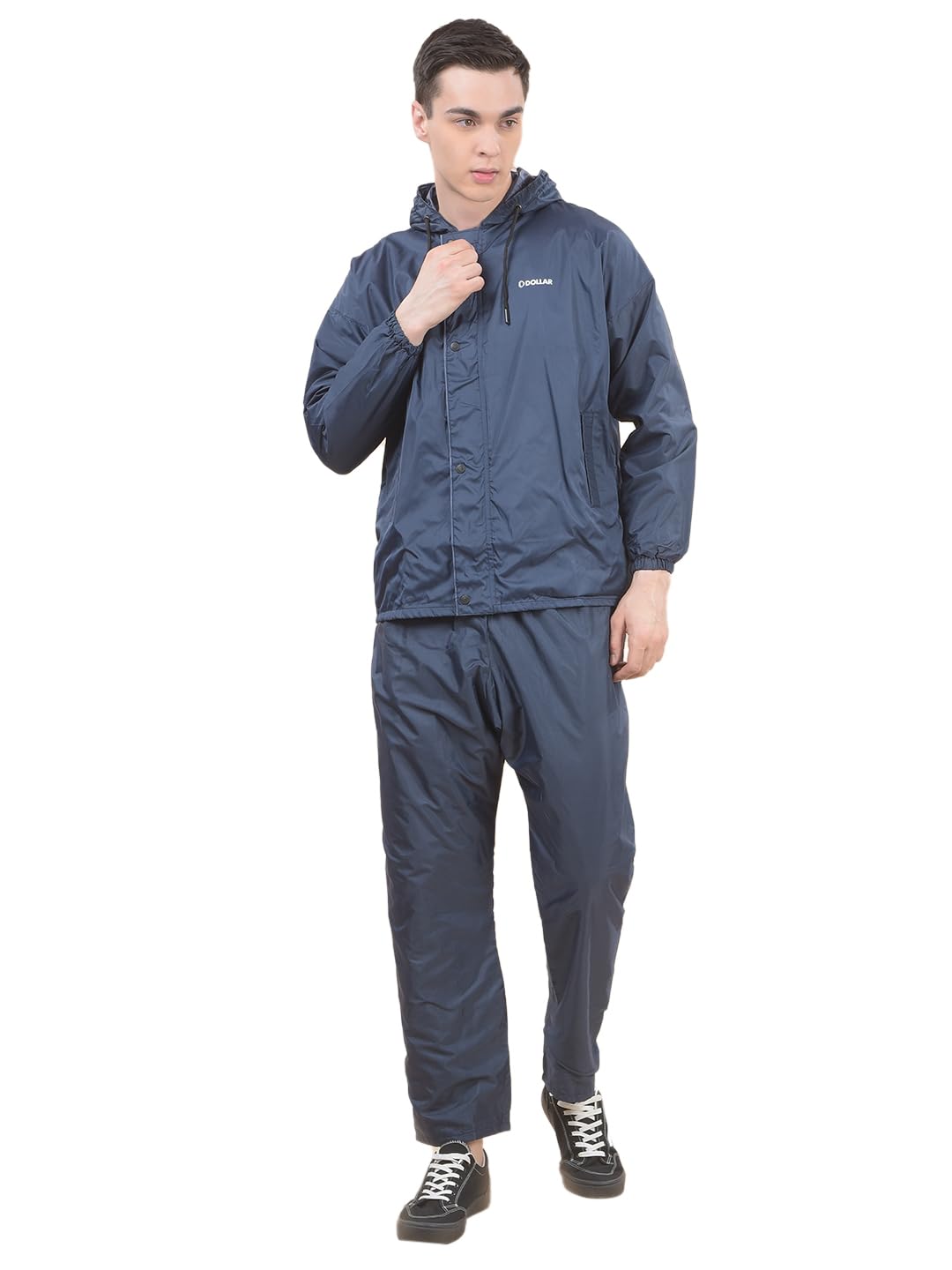 dollar Men's Waterproof Reversible Raincoat Set with Hood & Pocket | PVC Polyester Full Sleeve Zipper Rainwear Suit for Biking, Riding, Trekking, Outdoor | Lightweight Leakproof Jacket Pant Set-picture-34