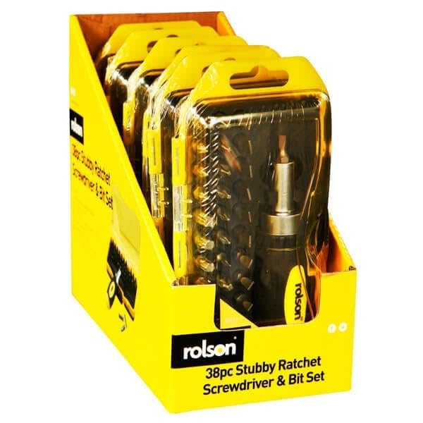 Rolson 28419 Umschaltknarre Mit Bit-Set, 38-teilig – Inkl. Torx, Pozidriv, Phillips & Schlitz-Bits