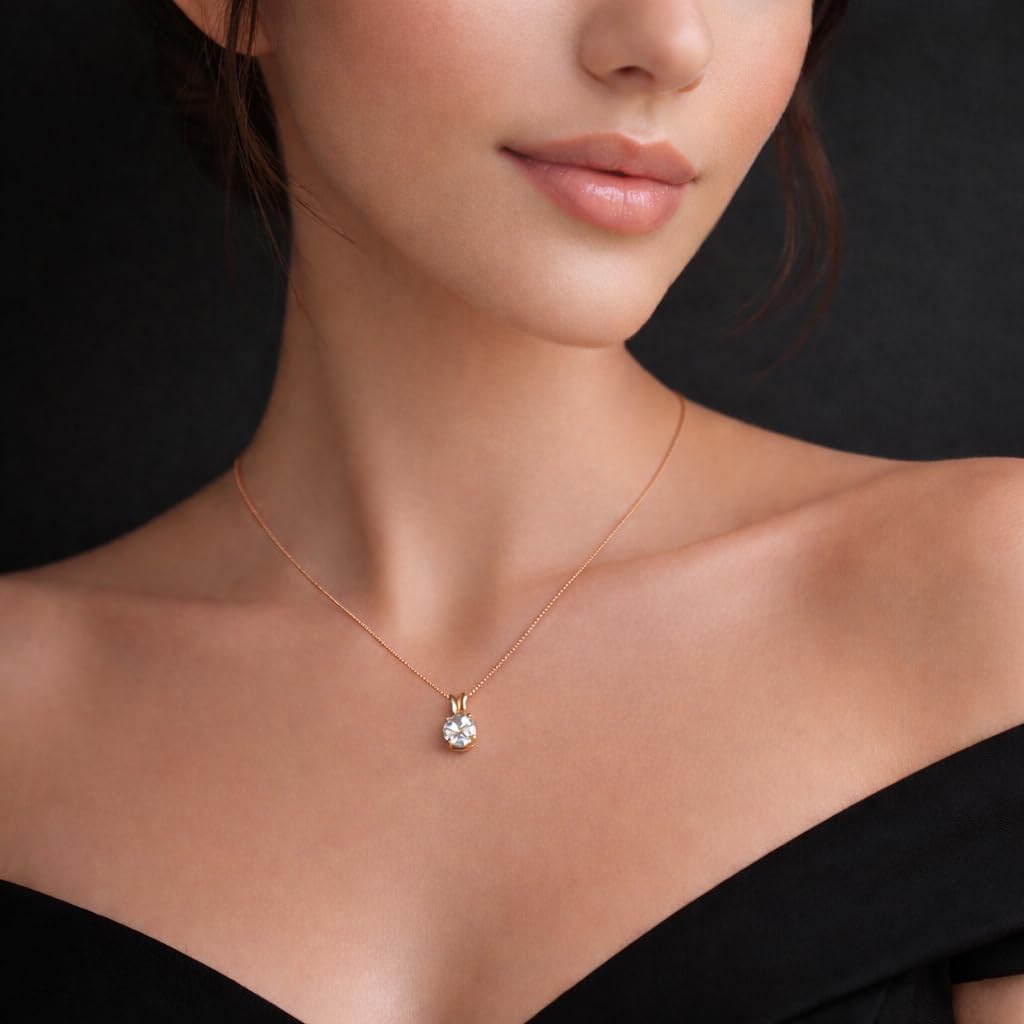 Mariell Cubic Zirconia Crystal Pendant Necklace for Women, 2 Carat 8mm CZ, for Brides, Wedding, Mother's Day Jewelry Gift - Image 6