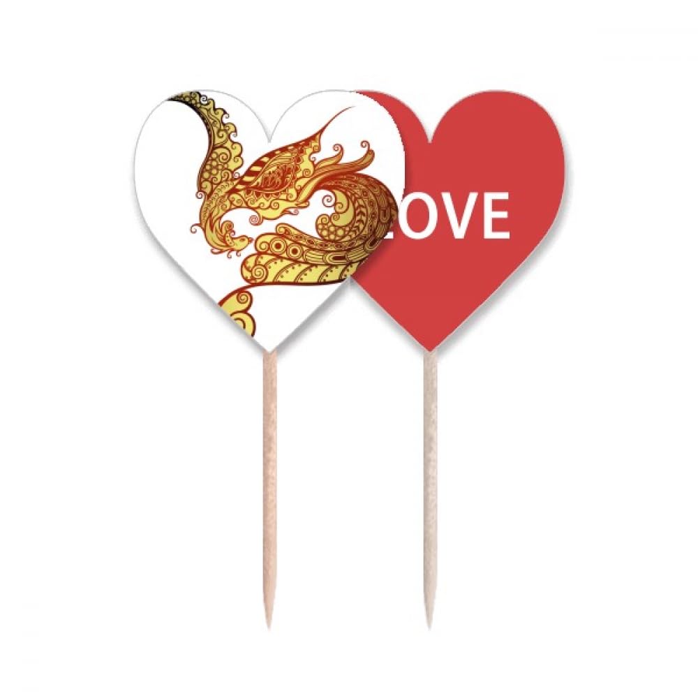 Cupcake pick Phoenix coloré et cœur décoratif pour embellir vos cadeaux gourmands
