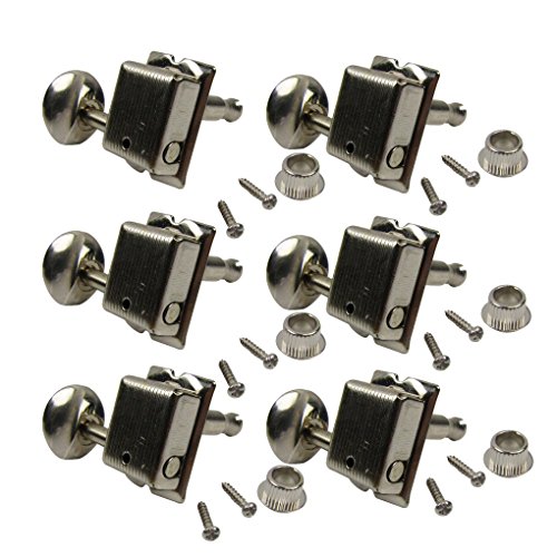 IKN Guitar Tuning Pegs 6-in-line Nickel Guitar Tuners Machine Heads Tuning Pegs Keys Set Fit Fender Strat/Tele Style Guitar Part