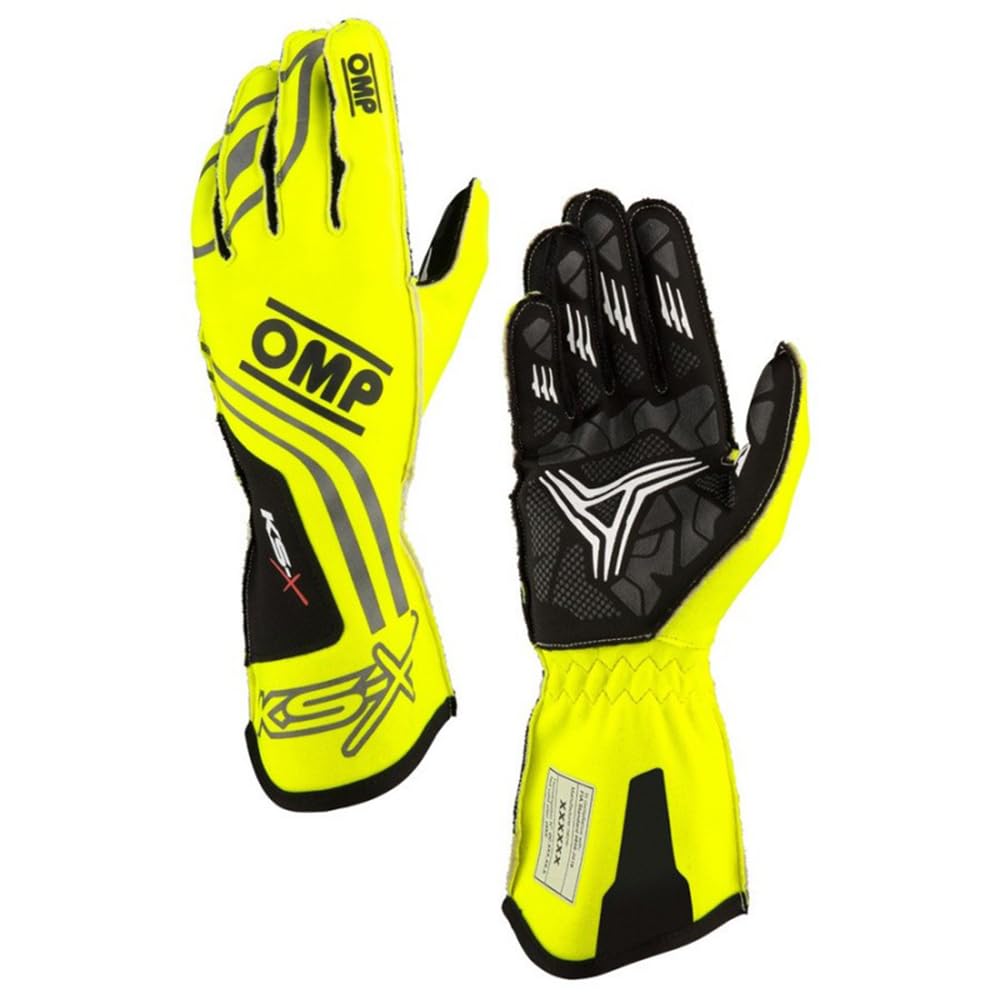 Ompracing Guantes Omp Kart Ks-X FIA 8877-2022 Amarillo Fluo, Talla M