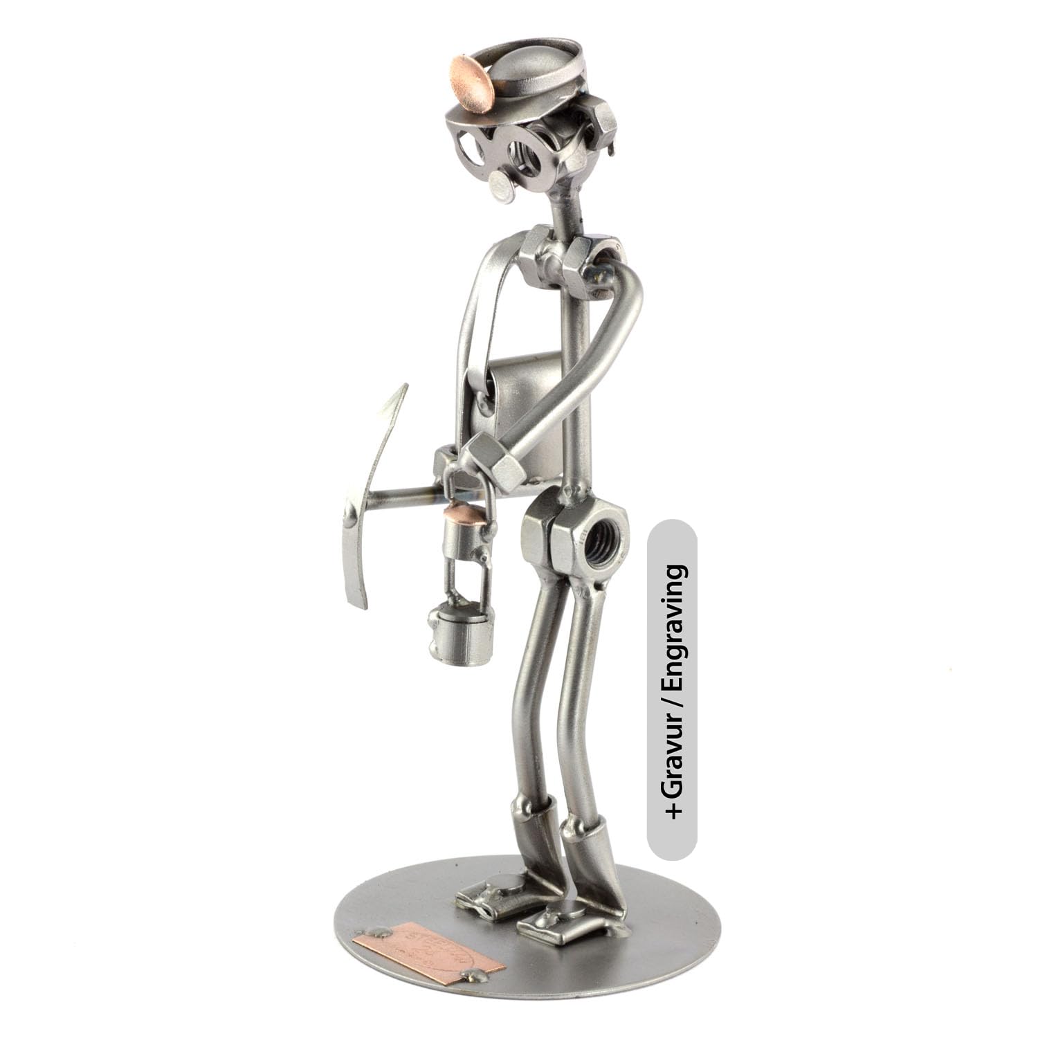 Steelman24 I Nuts and bolts sculpture Miner With Personal Engraving I Handmade ornaments I I Metal figurine