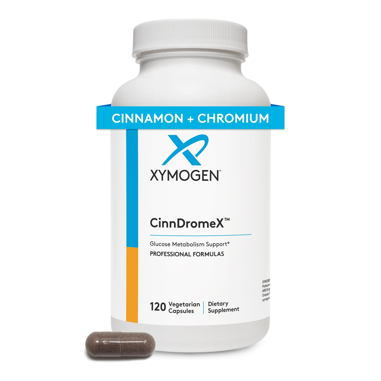 XYMOGEN CinnDromeX - Supports Metabolic Health, Healthy Blood Lipid Levels in The Normal Range, and Healthy Nerve Function - Cinnamon Supplement with Chromium, ALA, Ginseng + Green Tea (120 Capsules)
