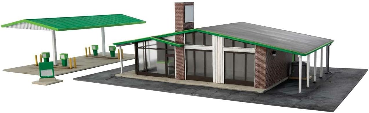 Walthers Cornerstone 933-3542 HO Scale Modernized Gas Station - Kit - Main Building: 10-1/2 x 9 x 3-3/16" 26.6 x 22.8 x 8cm