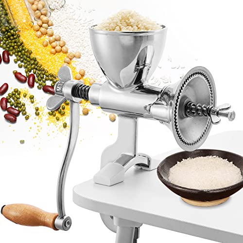 Moongiantgo Hand Grain Mill Manual Coffee Grinder Coarseness Adjustable Stainless Steel Hand Crank Grinding Tool for Beans Grains Spices Pepper Rice Nixtamalized Corn Chickpeas Poppy Seeds Bird Feed Moongiantgo Hand Grain Mill Manual Coffee Grinder Coarseness Adjustable Stainless Steel Hand Crank Grinding Tool for Beans Grains Spices Pepper Rice Nixtamalized Corn Chickpeas Poppy Seeds Bird Feed