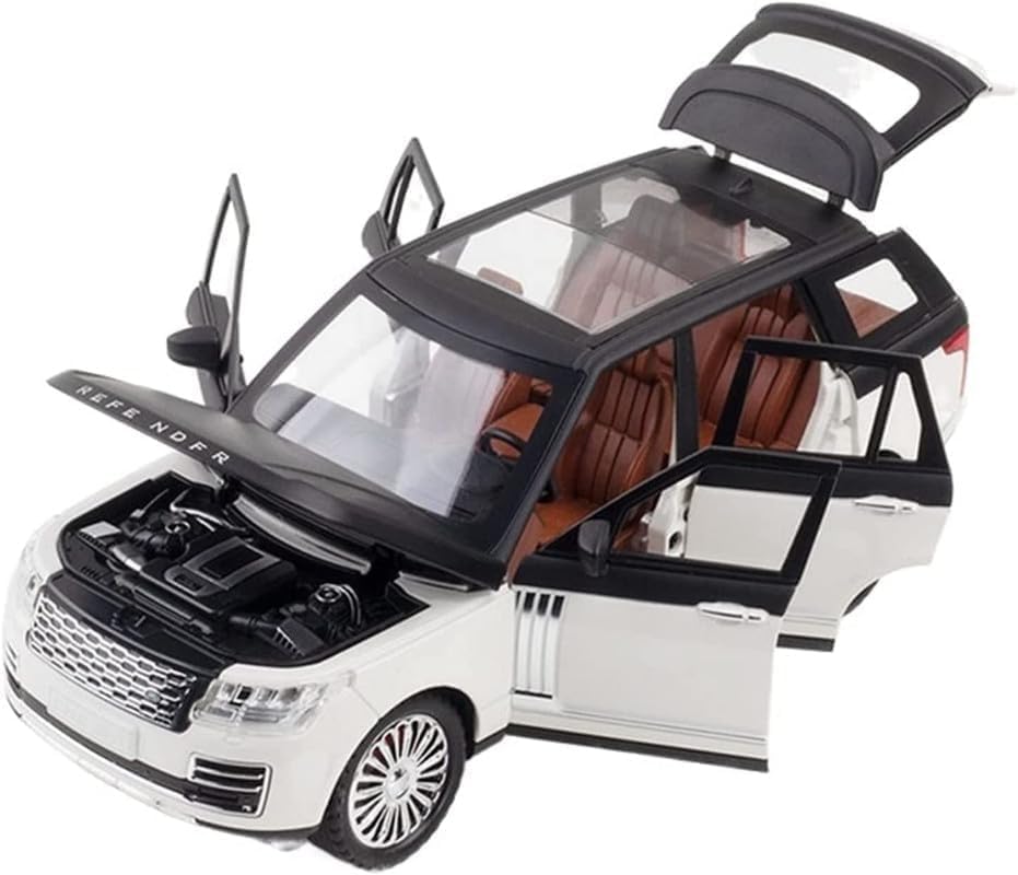 Image of PINQUE Kids New Car 1:24 Refender Diecast Alloy Metal Pull Back Car with Openable Doors Music Sound and Light Vehicle Toy Car for Boys (White)
