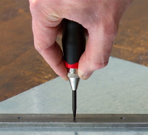 RENNSTEIG automatischer Körner (Schaft ø 17 mm, Länge 130 mm, Körner mit einstellbarer Schlagkraft 180-250 N, Präzisionsausführung, aus Stahl vernickelt, Werkzeug selbstschlagend) 430 231