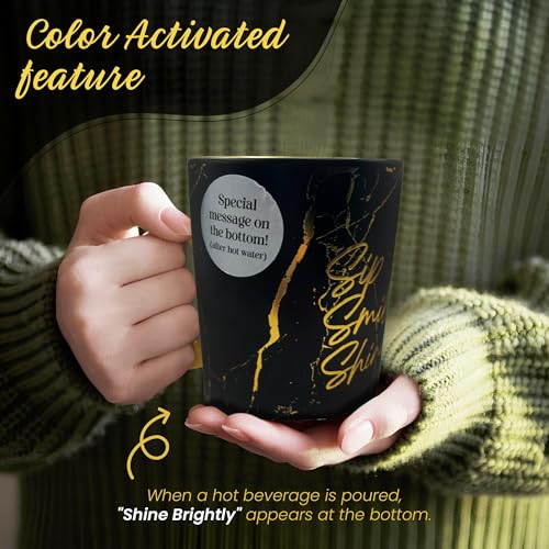 Taza de café de porcelana con diseño mármol 18oz negro miniatura 4