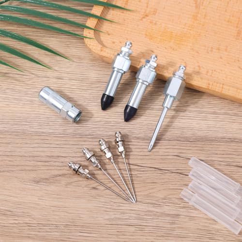 Image of Tinoaly 9pcs Grease Gun Needle Nozzle Kit, Detachable Grease Gun Injector Needle Dispenser Tip, Nozzle Coupler Adapter Fitting Tool for Injection Narrow Space & Deep Hole Set Accessories