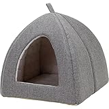 PetStyle ペットベッド ひんやり 夏 洗える 犬 猫 ベッド ペット クール マット ドーム型 テント ハウス ねこ いぬ ペットテント 冷感 おしゃれ ピラミッドハウス 夏用 Mサイズ (春夏/グレー)