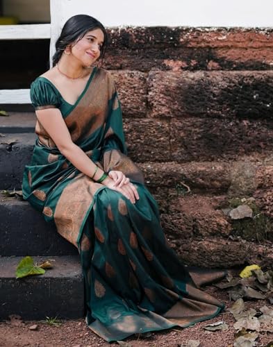 Image of SIRIL Women's Banarasi Kanjivaram Soft Silk Jacquard Saree with Unstitched Blouse Piece