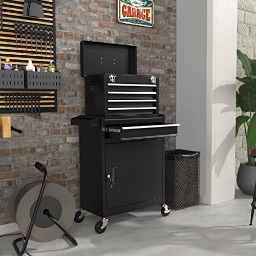 Image of 5-Drawer High Capacity Rolling Tool Chest, Removable Toolbox on Wheels Organizers, Lockable Tool Box Tool Storage Cabine with Drawers and Wheels for Workshop and Warehouse
