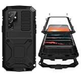 Samsung S23 Plus Metal Case with Screen Protector Camera Protector Military Rugged Heavy Duty Shockproof Case with Metal Kickstand Full Body Tough Dustproof Case for Samsung S23 Plus (Black)