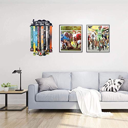 GLOBLELAND Roestvrij stalen medaille houder display hanger rek ze geloofde dat ze kon dus ze deed medaille display rack award wanddecoratie, zwart, 124 x 356 mm - Image 7