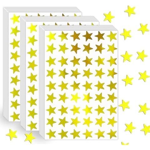 Small Gold Foil Star Stickers for Kids Reward, Suitable for Kids Student Classroom Behavior, Confetti Theme Cover