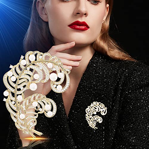Image of Pearl Flower Brooch and Pins for Women Large Gold Luxury Elegant Pin Christmas Gift Jewelry