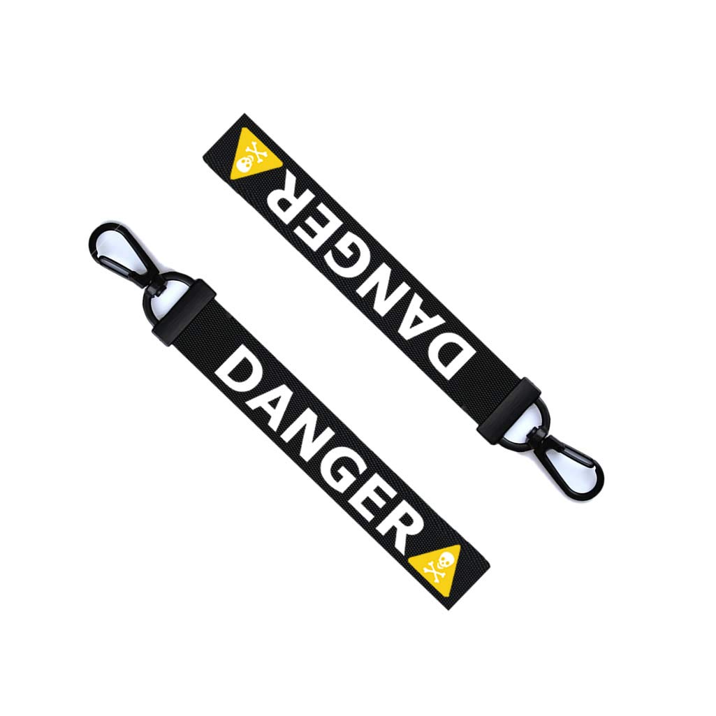 Tenner.london Women's Black Danger Keychain Keyring Pilot Luggage Tag Zipper Pull Bag