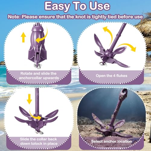 Image of Lounsweer 2 Pack 1.5 /3.5 lb Marine Kayak Anchor Kit Folding Grapnel Anchor Kit Boat Kayak Fishing Accessories for Small Boats Kayaks Canoe Paddle Boards