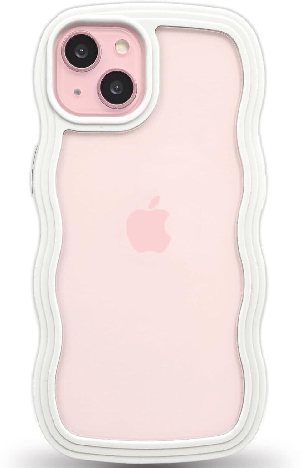 MAGICHUB Back Cover for iPhone 14, Cute Curly Wave Case, Shock Proof, Grip, Soft TPU & Girls Stylish, Camera Bump Protector for iPhone 14 (White)