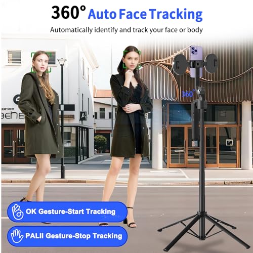 Auto Face Tracking Tripod for iPhone with Light 70.9” Selfie Stick Tripod Stand Follows Your Movement 360°Phone Camera Tripod with Wireless Remote for Content Creator Vlog Live Stream Video Recording - Image 4