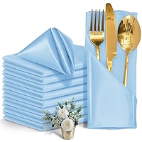 Eychei Lot De 30 Serviettes De Table Carrées En Satin Festonnées Pour Mariage, Restaurant, Banquet, Remise De Diplôme - 50,8 X 50,8 Cm - Bleu Roi
