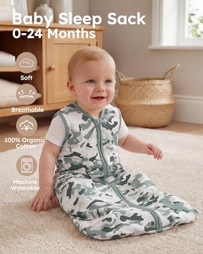 Image of Yoofoss Baby Sleep Sack 0-6 Month 0.5TOG 100% Organic Cotton 2-Way Zipper