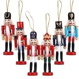 COMBIUBIU Christmas Decorations Nutcracker Hanging Ornaments,Wooden Nutcracker Figures,Festive Collectible Nutcracker Gift forTable Desktop Fireplace Thanksgiving Christmas Decor(Set)