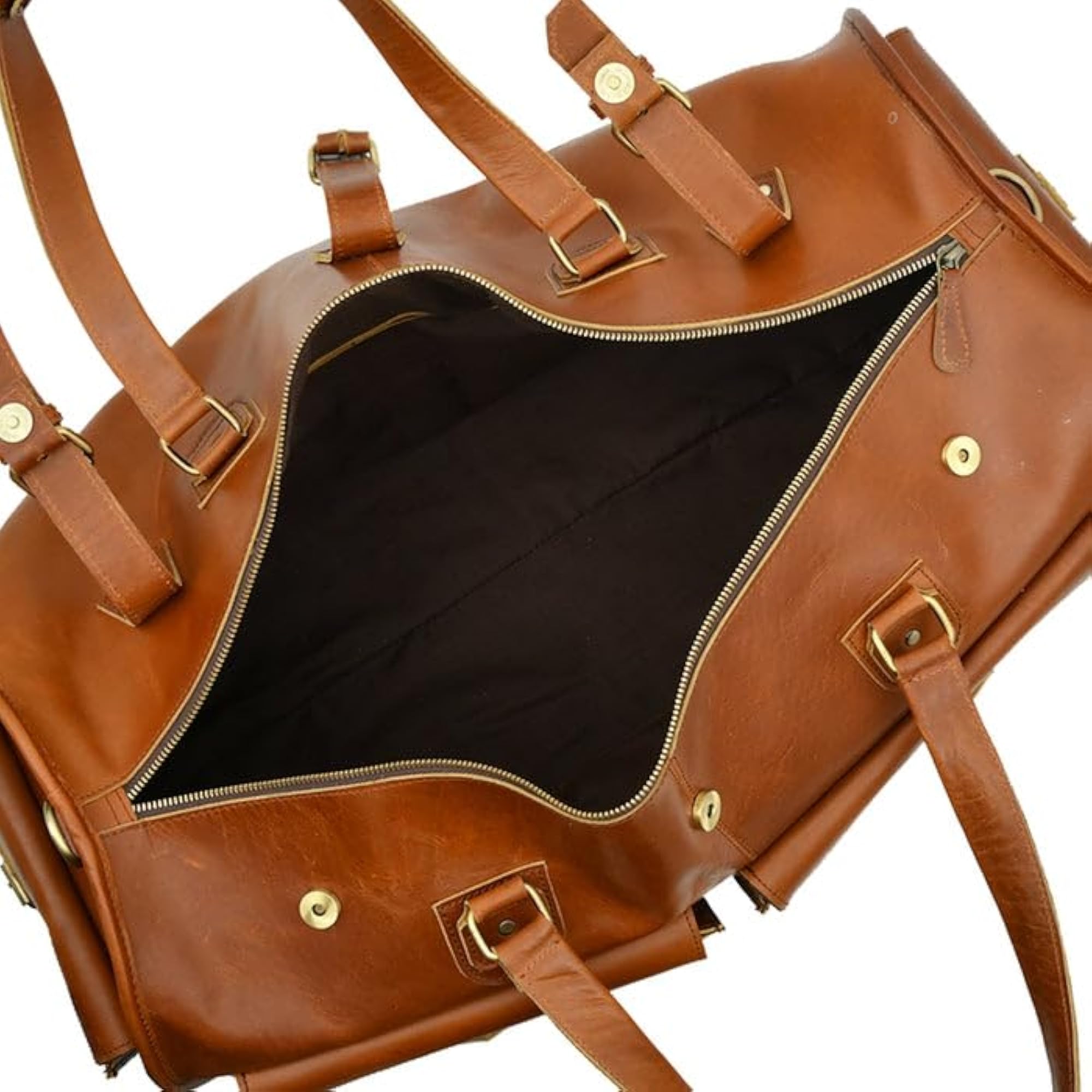 Buffalo Leather Travel Duffle Bag with Adjustable Strap