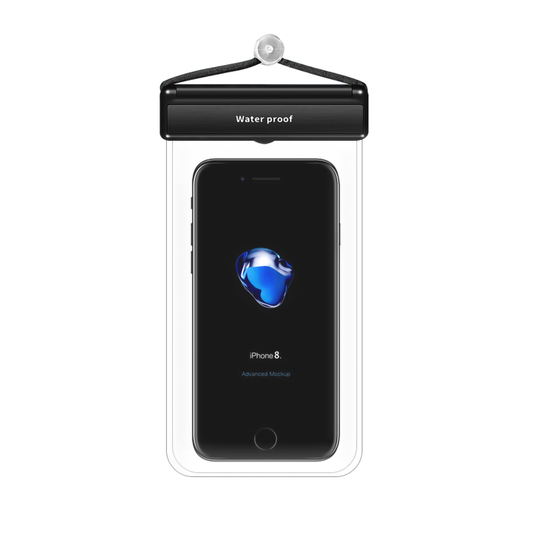 XSDY Waterproof Phone Pouch, Waterproof Phone Case for Cell Phones up to 7.2'', Transparent Underwater IPX8 Dry Bag Waterproof Touch Photo Face (Black 2pcs)