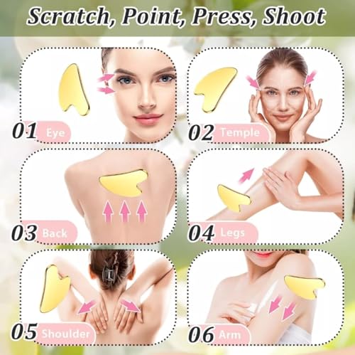 Image of Pure Copper Gua Sha Scraping Tool | Heart Shape Face, Neck and Body Massager Board for Soothing, Cooling & Skin Therapy