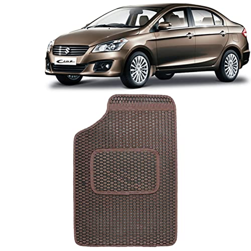 Image of Kingsway Dotted Design Car Floor Foot Mats Universal Fit for Maruti Suzuki Ciaz, Model Year : 2014-2017, Water and Dustproof, Color Brown, Set of 5 Pieces