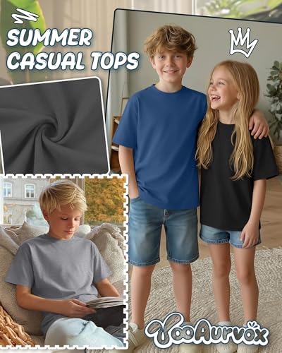 4 Pack Boys Short Sleeve Shirts Kids Loose Fit Crewneck T-Shirts Summer Casual Tops Basic Tee for 5-16 Years - Image 4